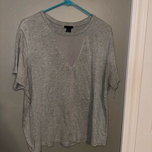 Gray tee with mesh detail